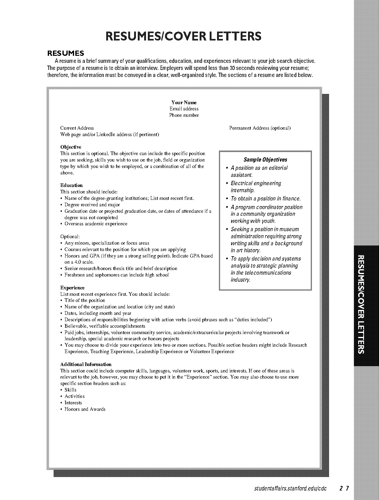 generic resume cover letter sample