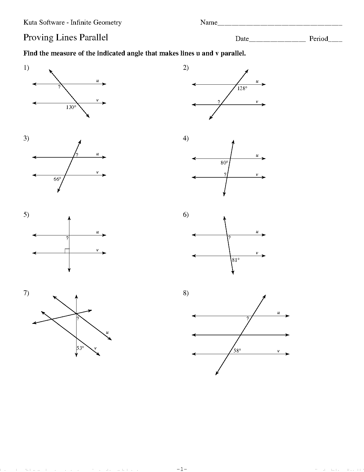 proving lines parallel with algebra worksheet answer key