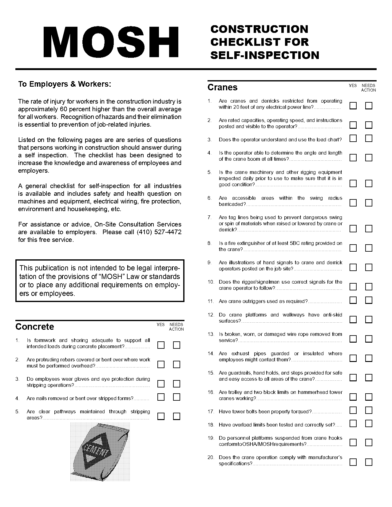 daily equipment checklist construction