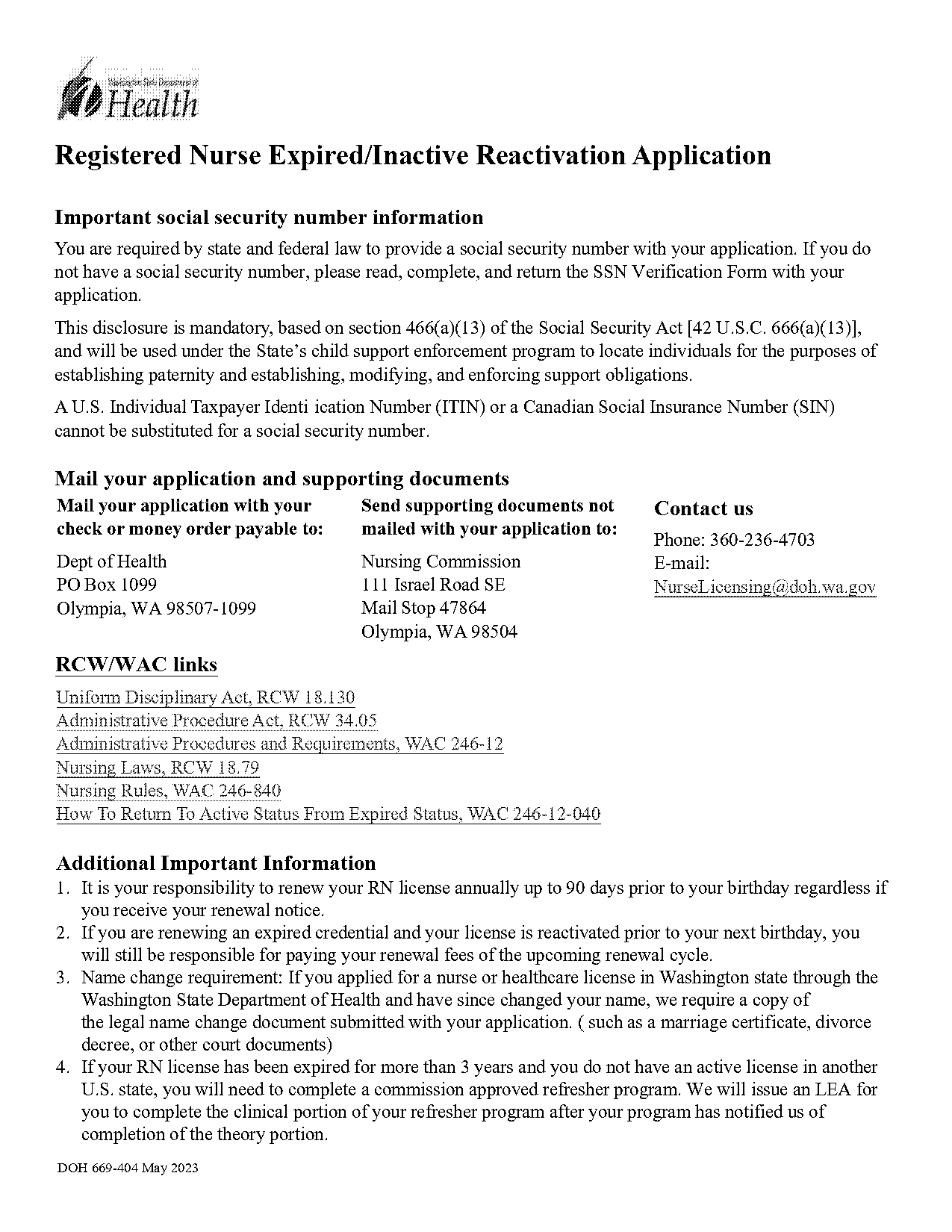 cost of wa rn license renewal