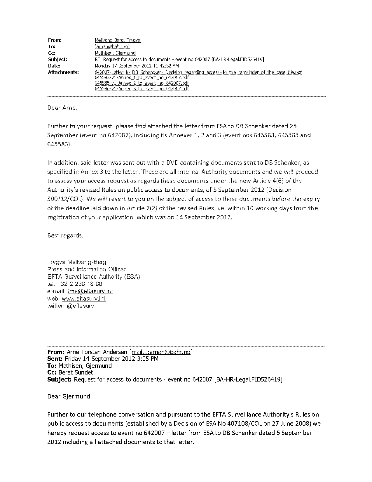 please find attached request letter