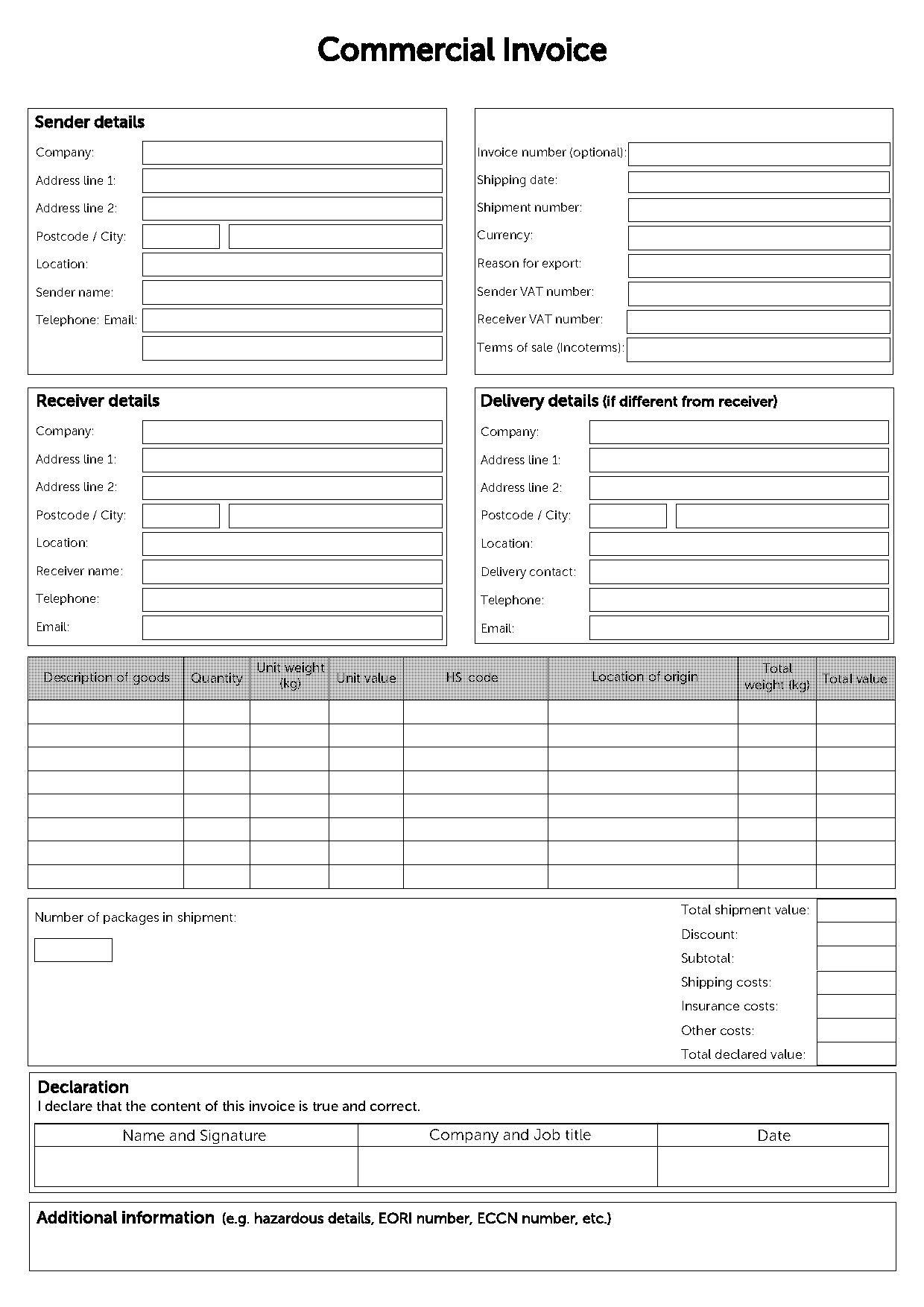 free printable invoice blank