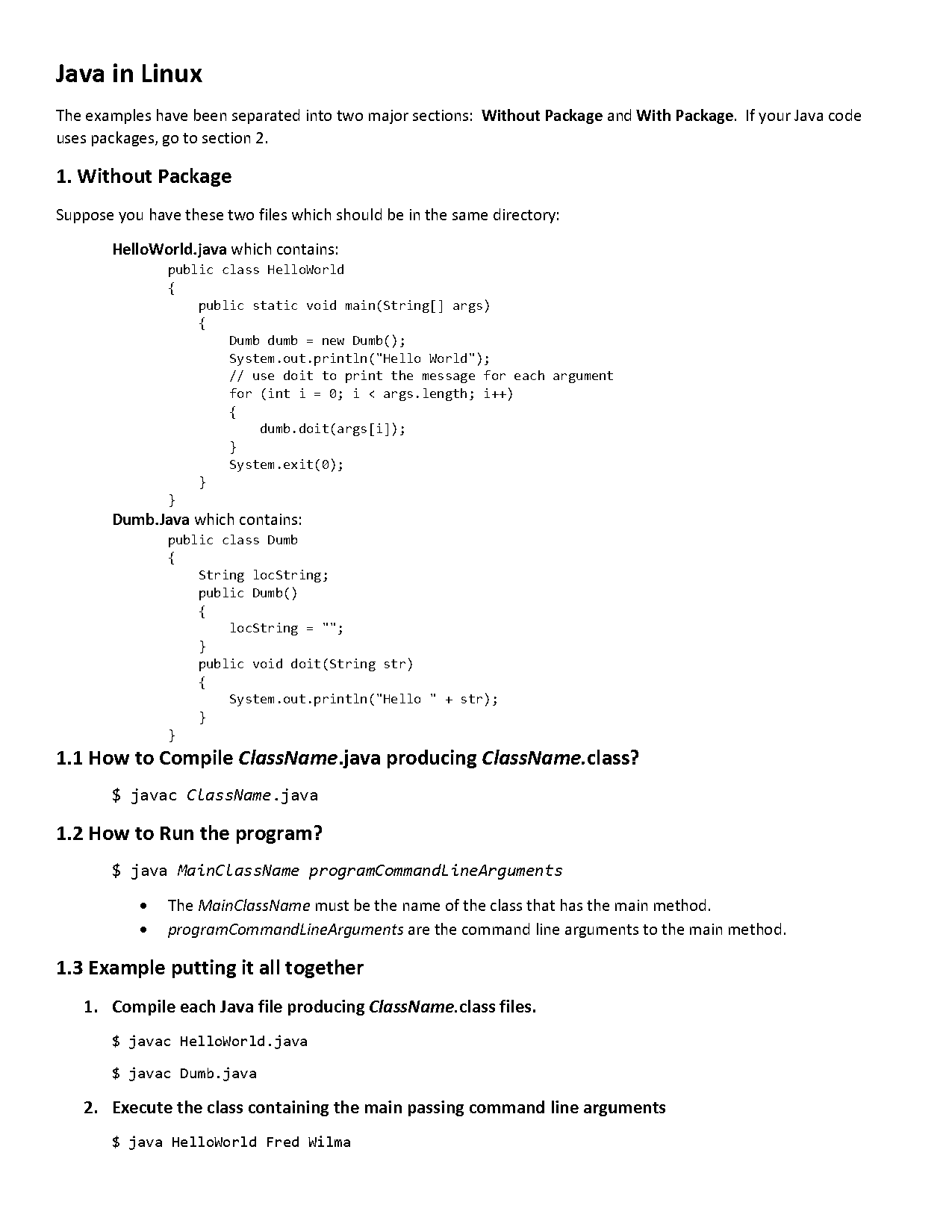 example java code main method