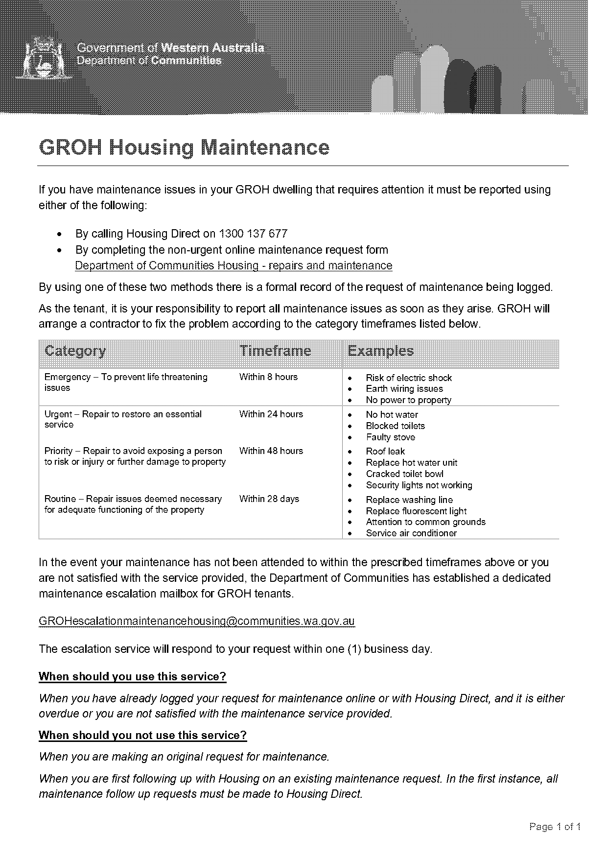 groh online maintenance request