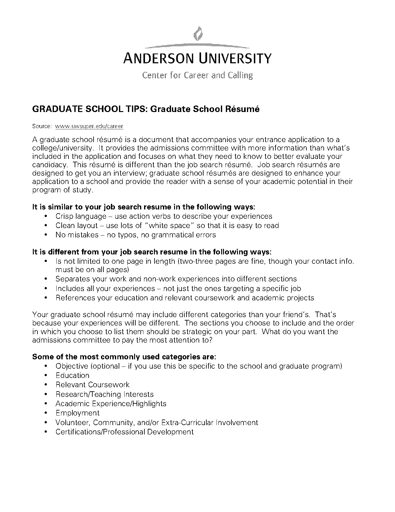 graduate school on a resume