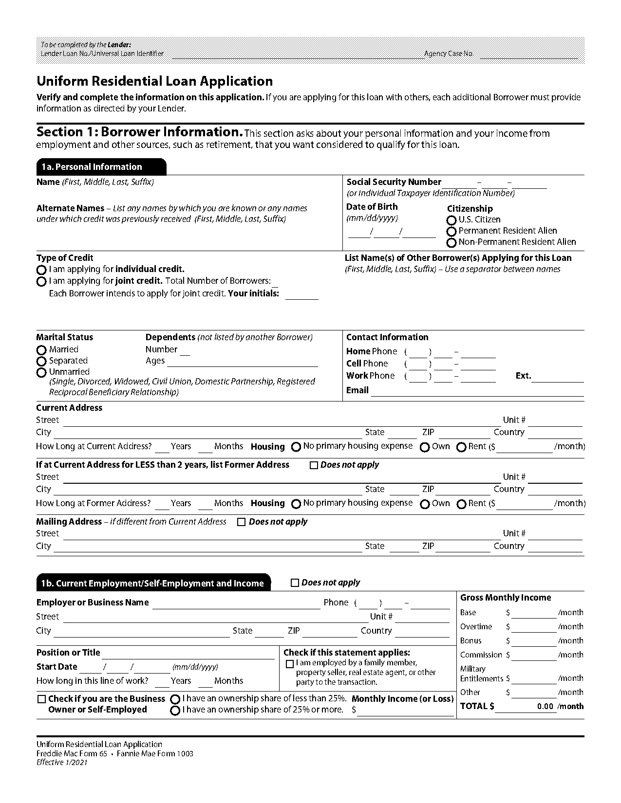 mortgage application form template