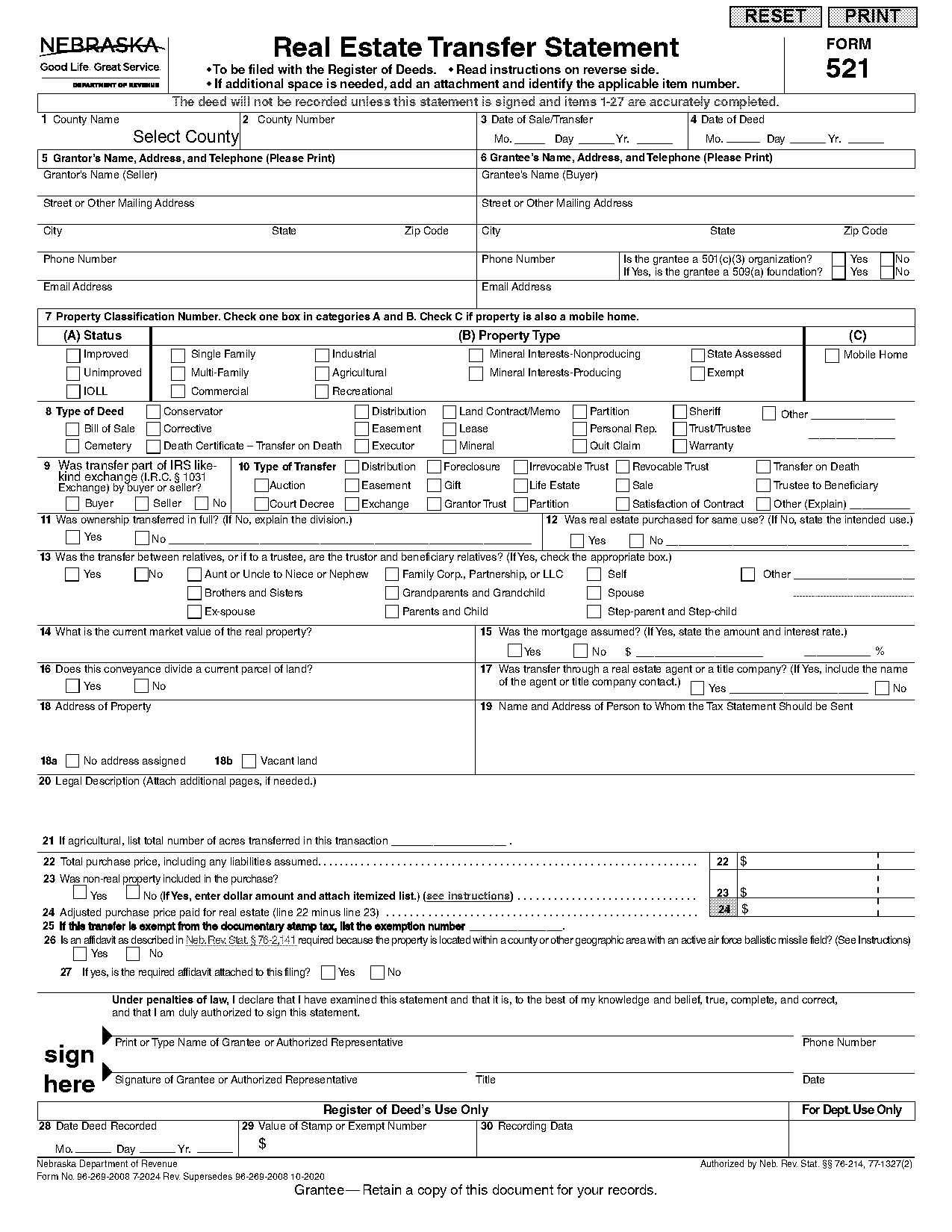 bill of sale for real property