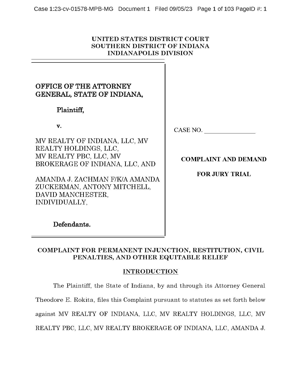 attonrey general complaint form indiana