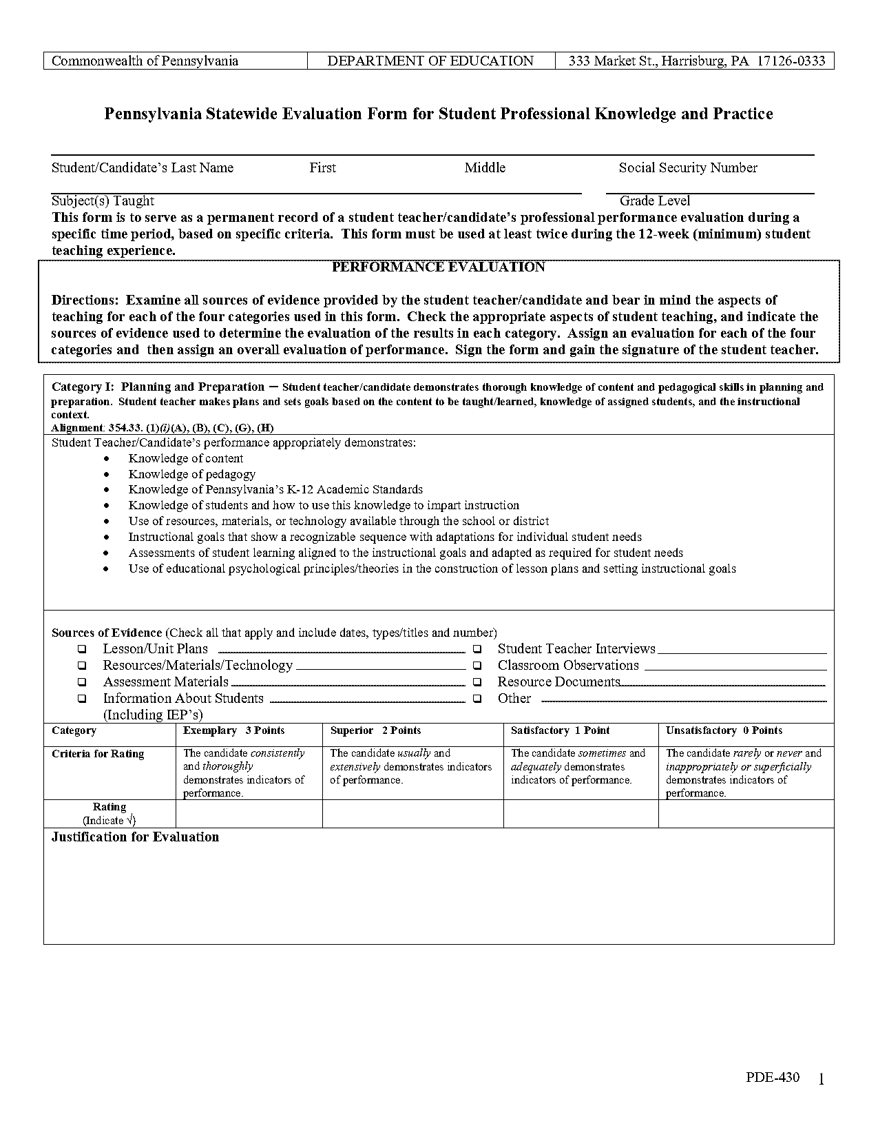 customer evaluation form sample