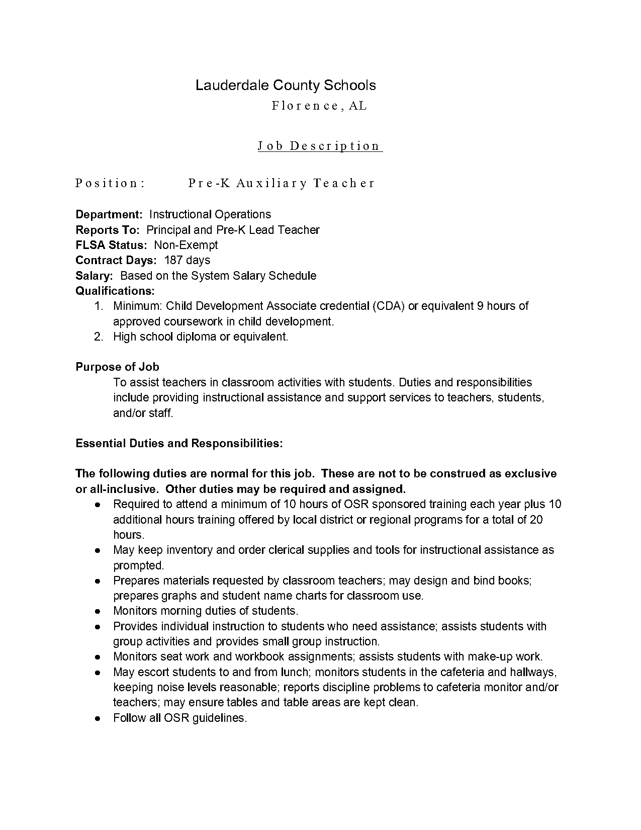 pre k lead teacher resume