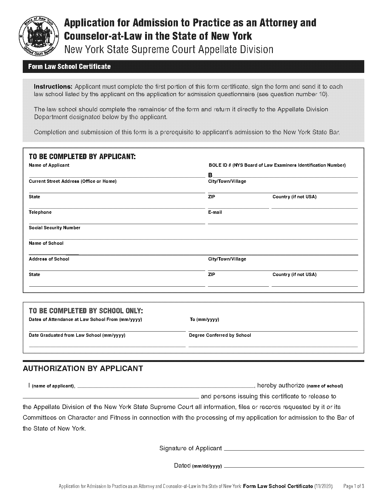 what records does law school sends to the bar