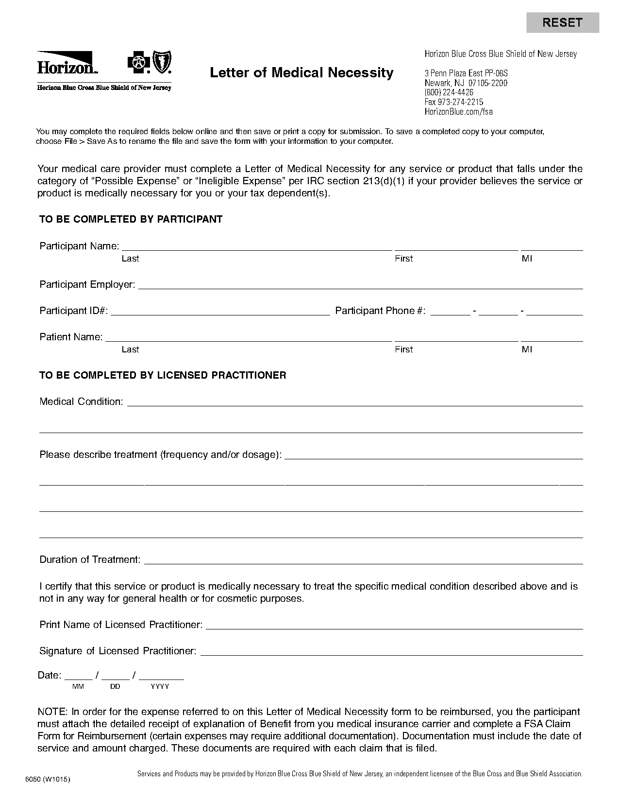 blue cross blue shield federal medical necessity form