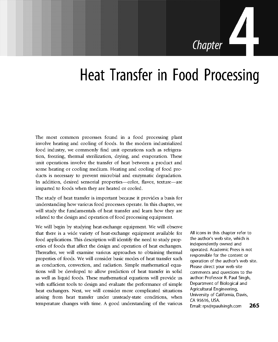 application of heat and mass transfer in food processing industry