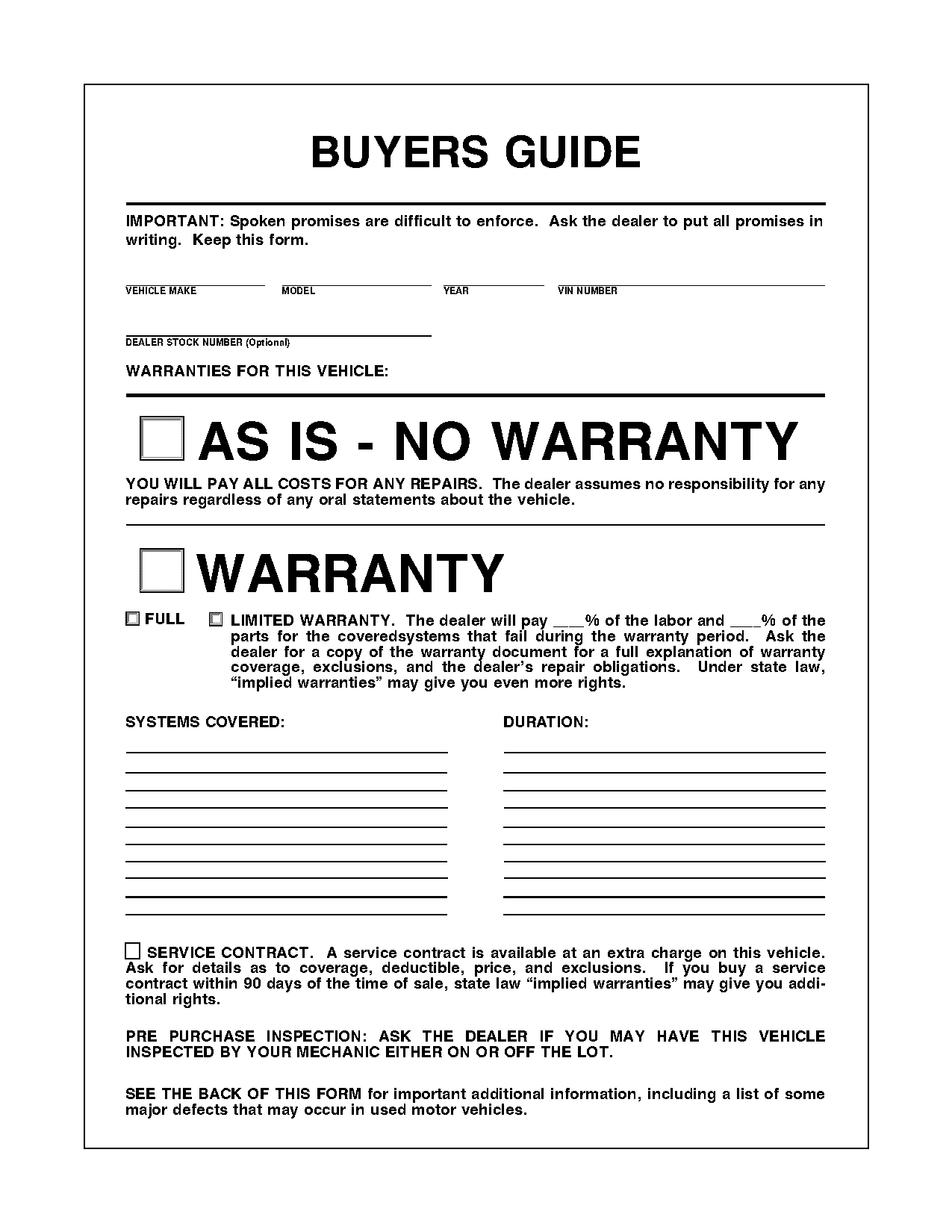 ohio buyers guide not posted in used car