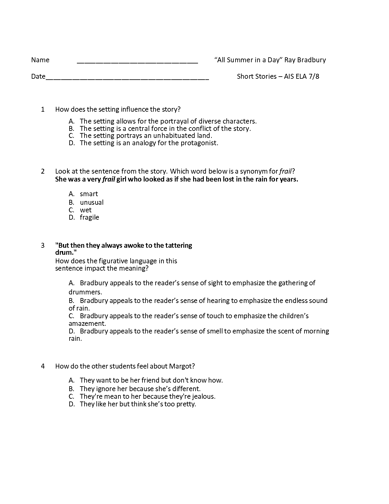 all summer in a day test pdf answers