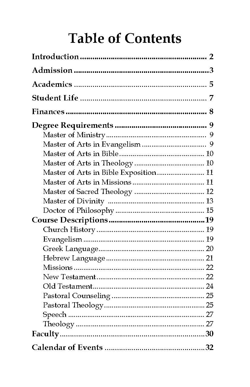 doctrine of the christian life table of contents