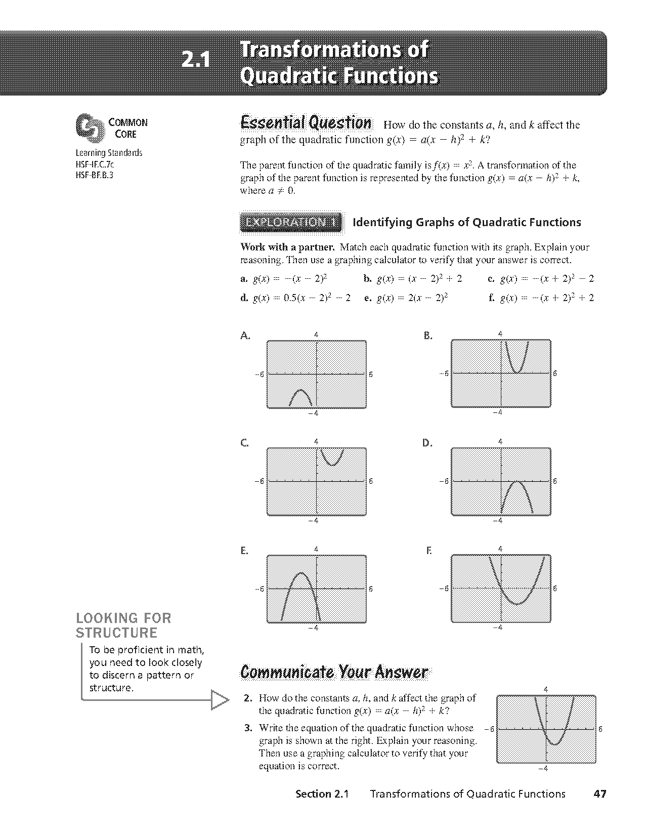 write the function in vertex form calc