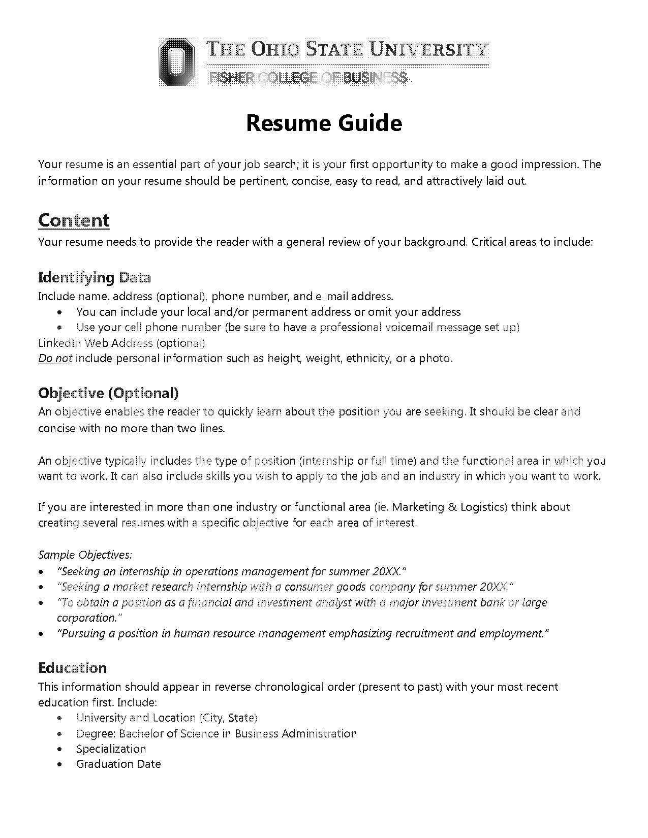 how to put minor in resume