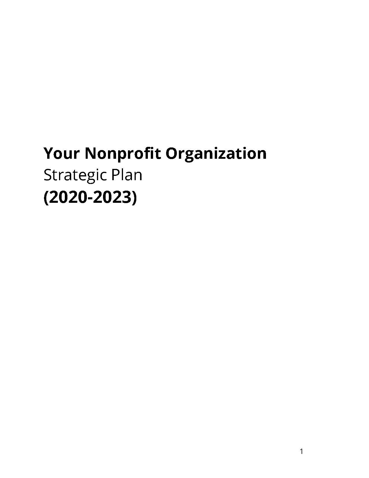 non profit organization strategic plan template