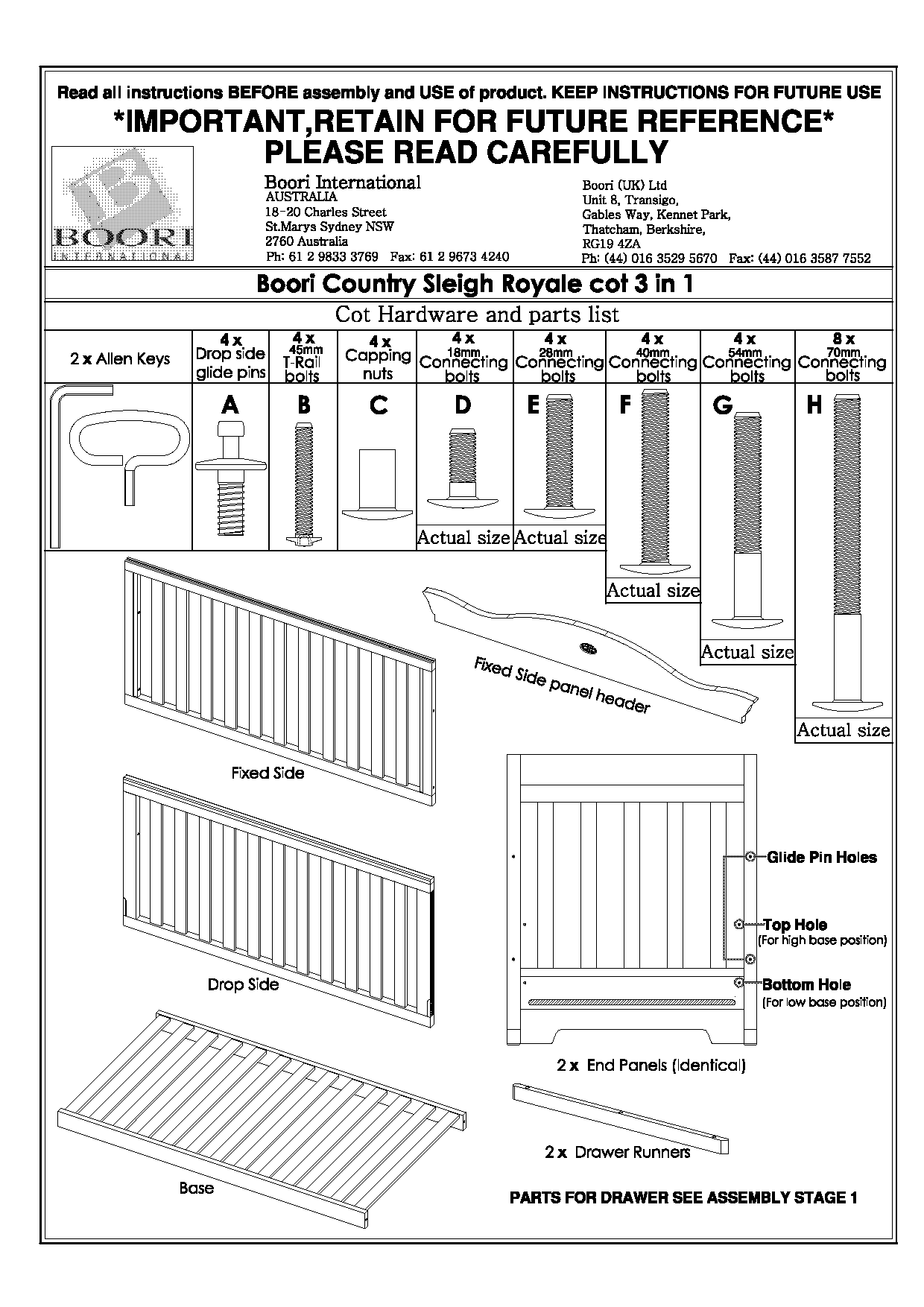 east coast country cot bed instructions