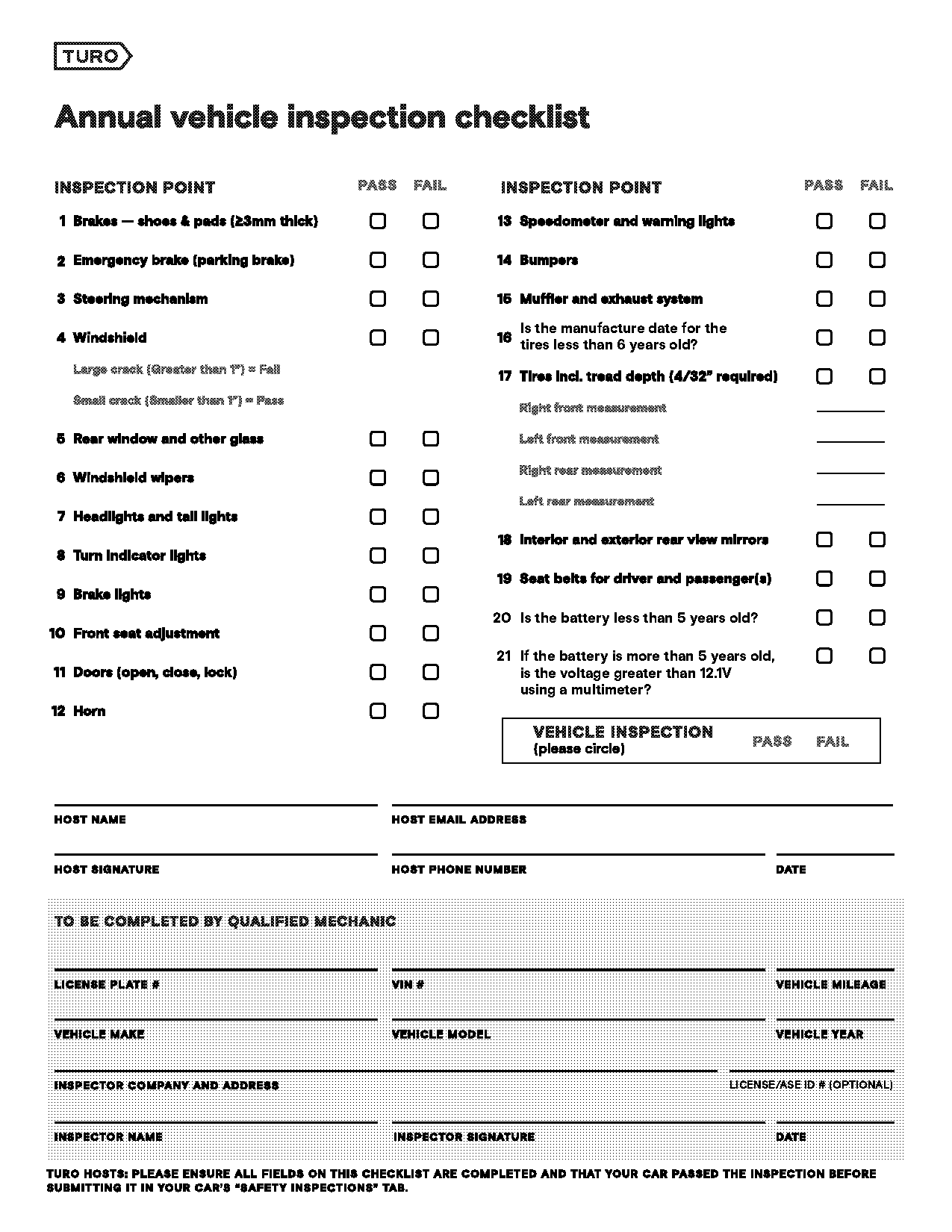 car rental checklist template