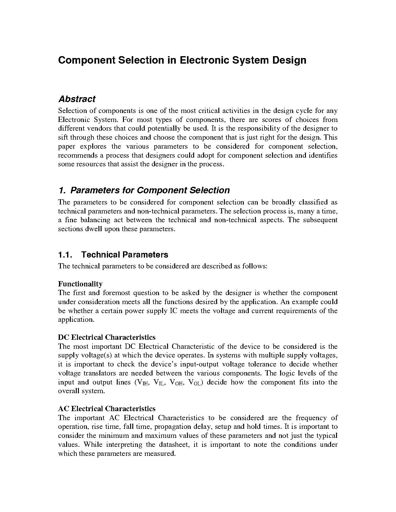 electronics component engineer resume