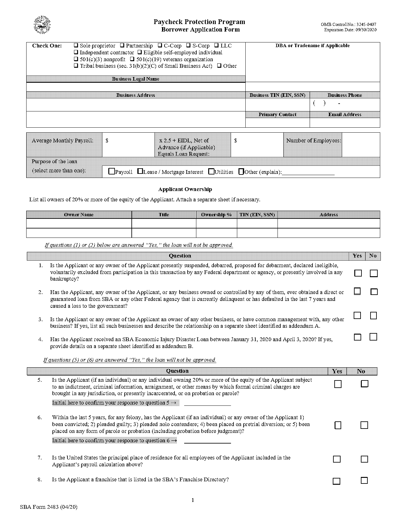 mortgage application form template