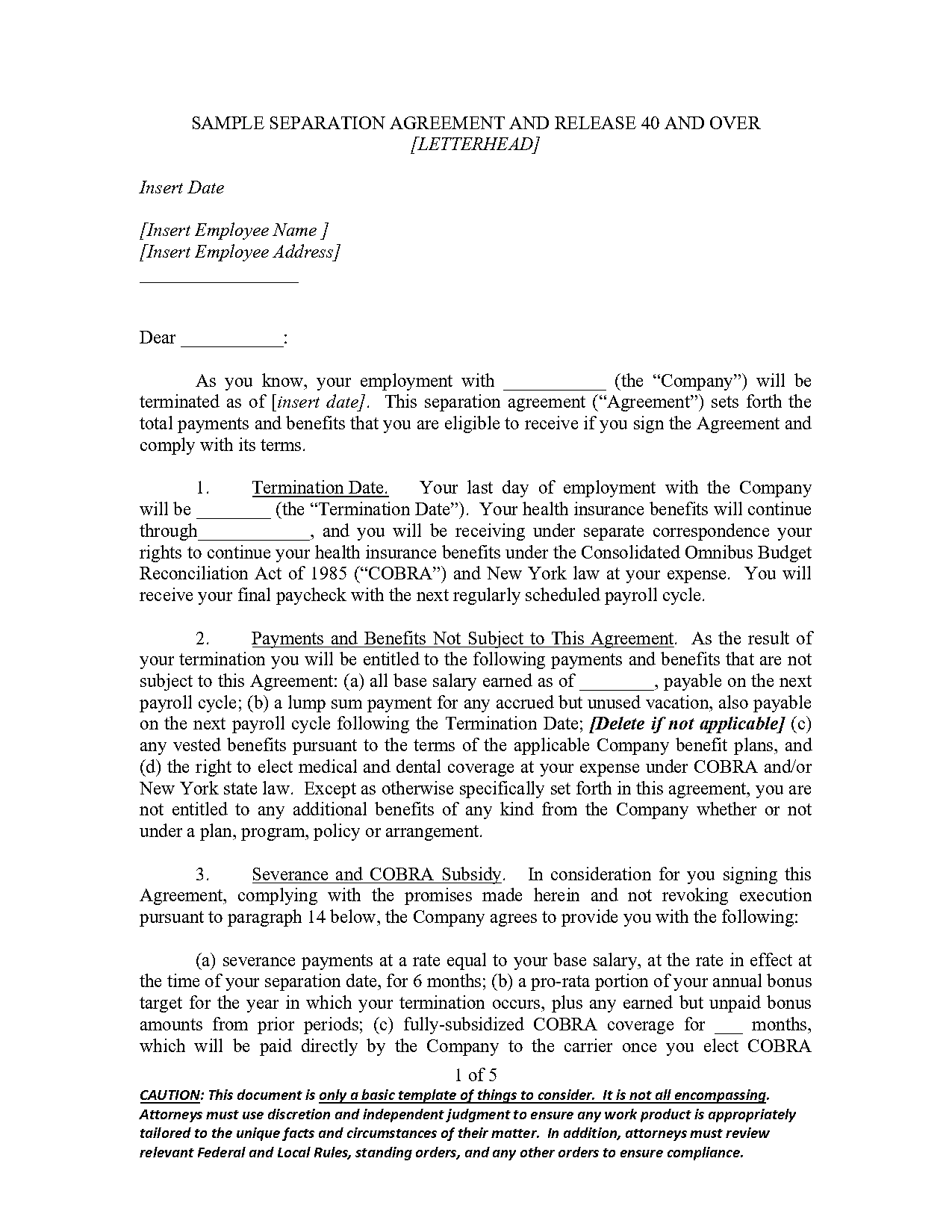 termination letter sample shrm