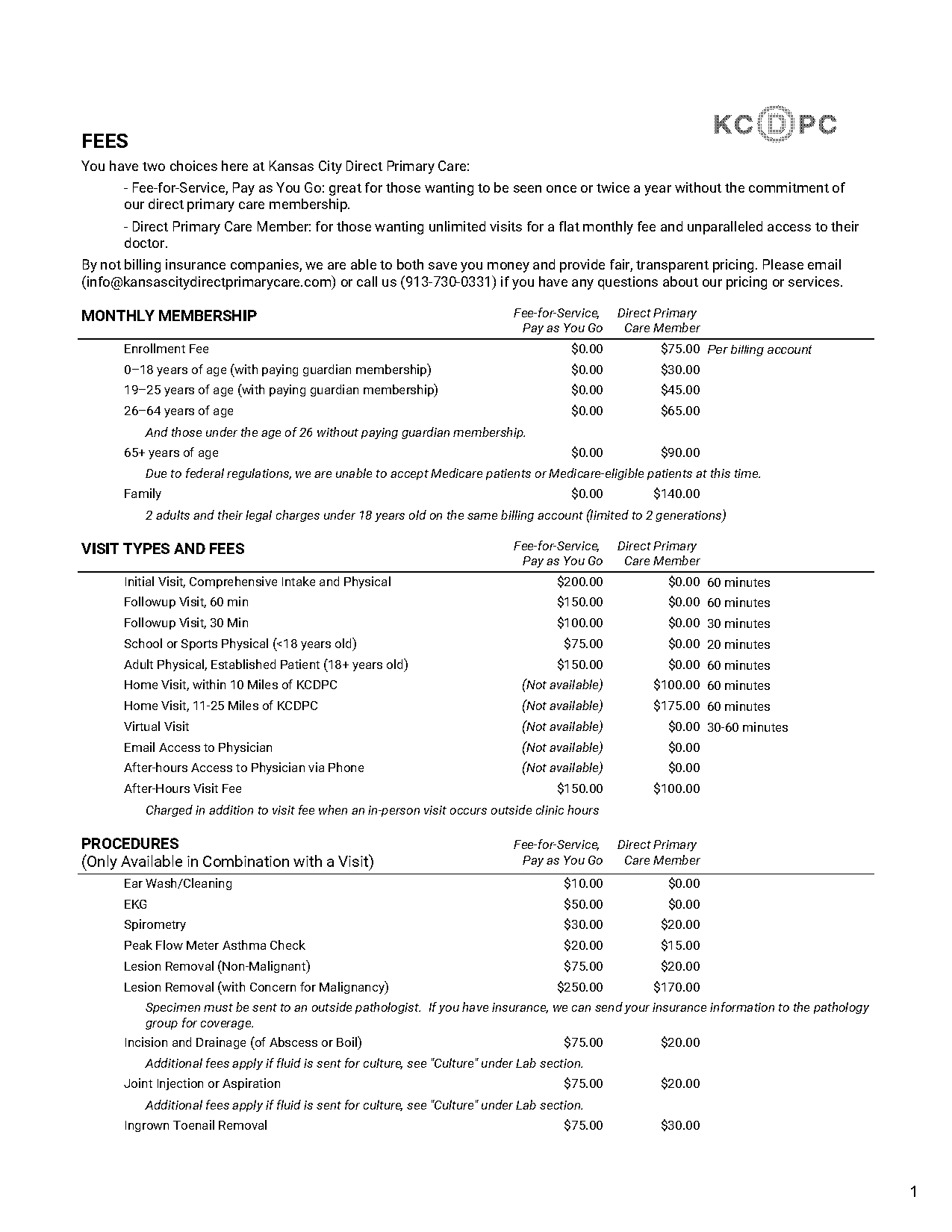 vaccine costs in direct primary care model