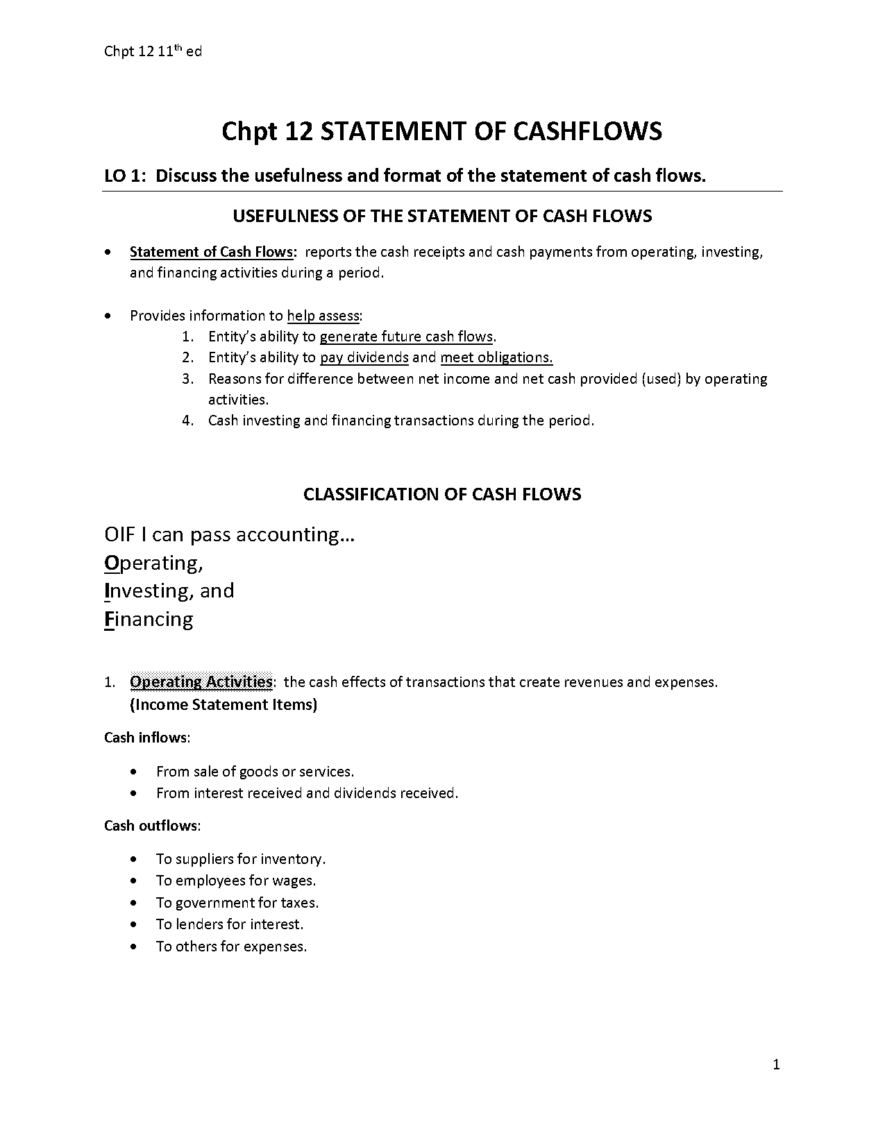 cash flow statement investing section