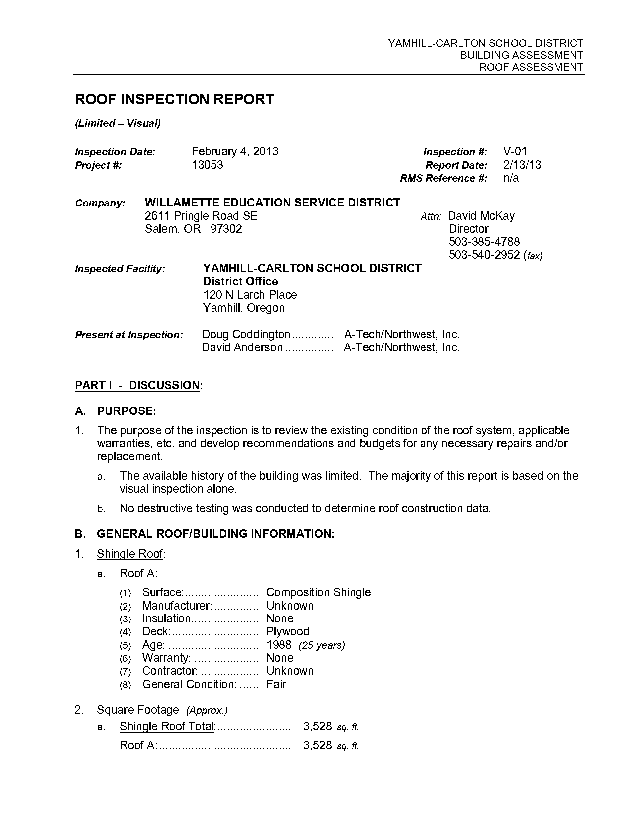 roof condition report sample