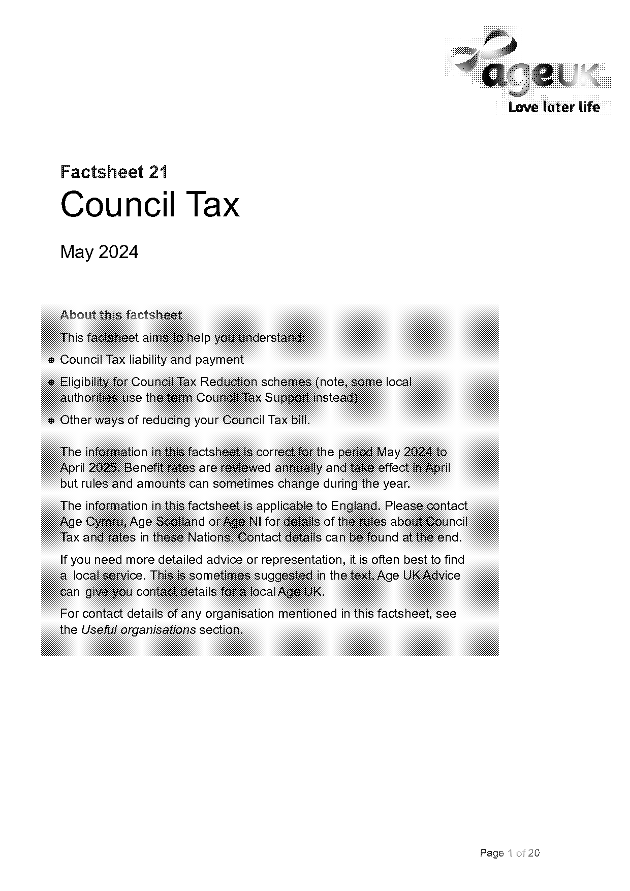 council tax terms and conditions