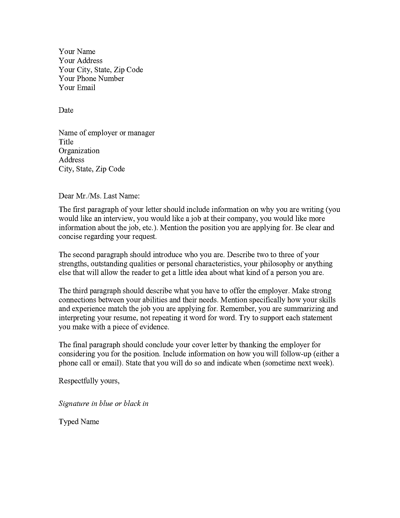 self introduction letter for job sample