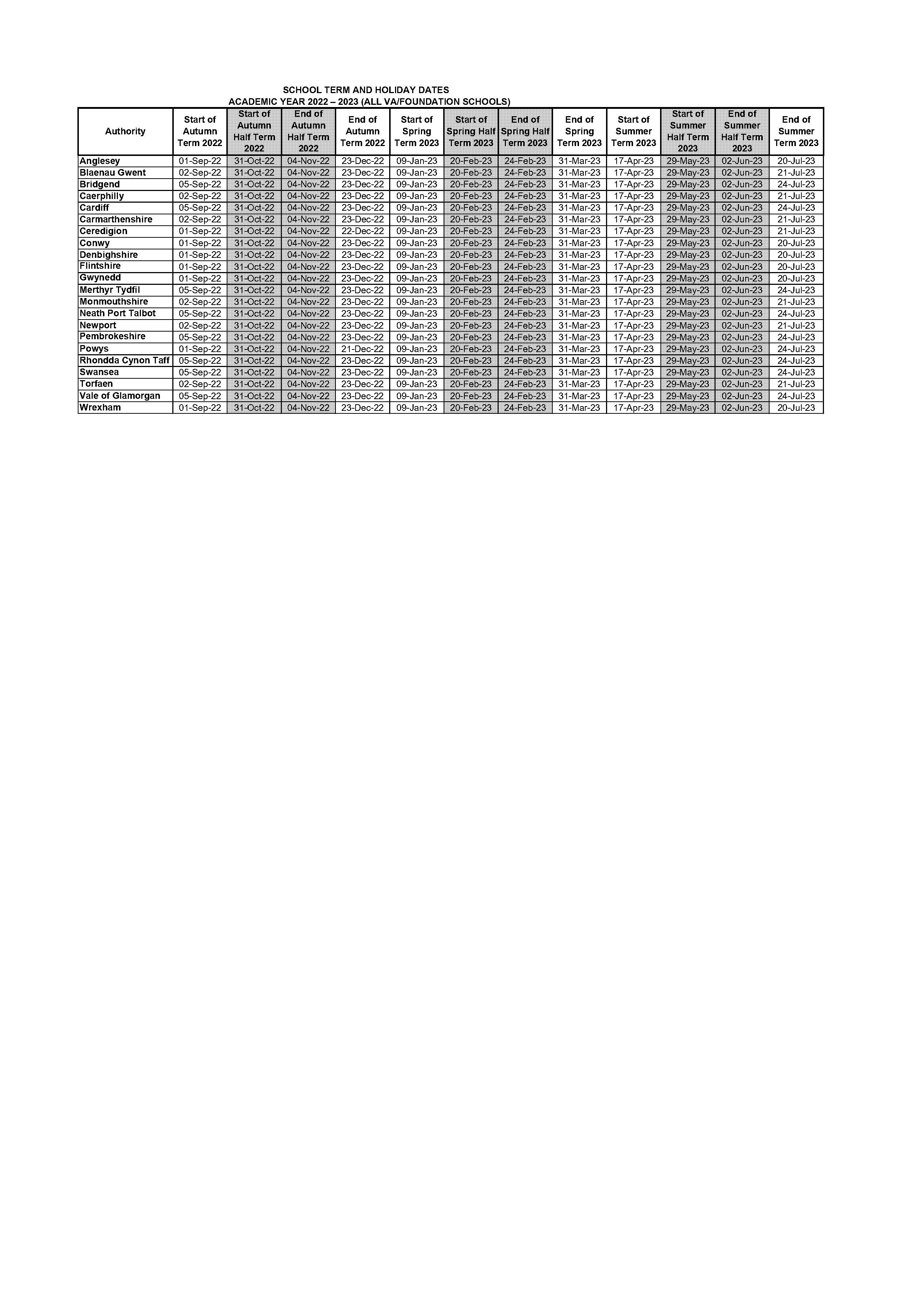 deri primary school term dates