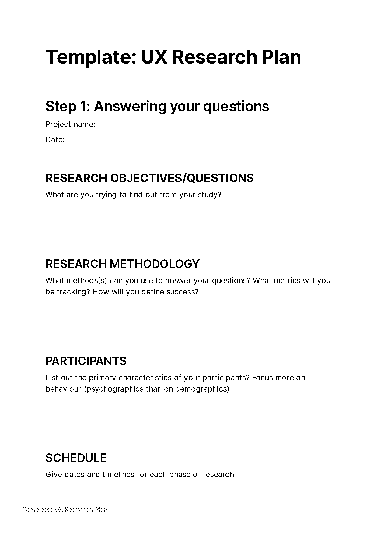 ux research plan example