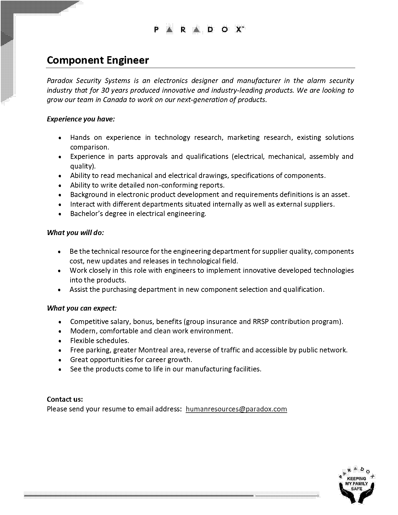 electronics component engineer resume